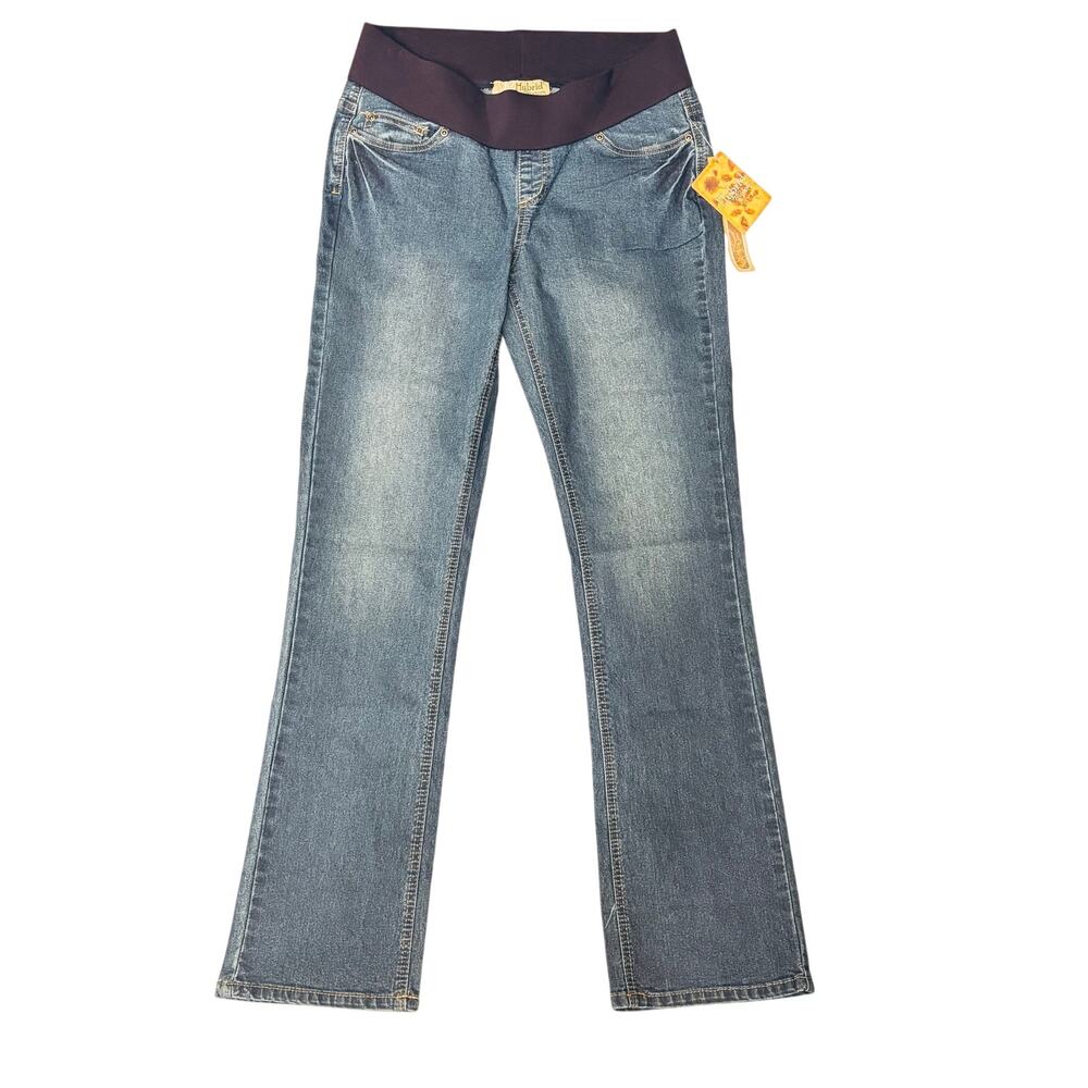 Hybrid & Co Maternity slip on denim flare bootcut leg jeans pregnancy pants sz M